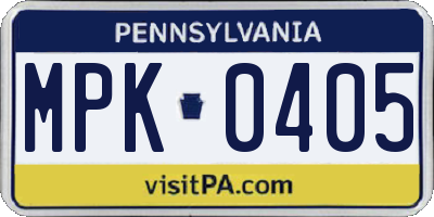 PA license plate MPK0405