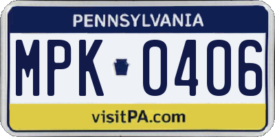 PA license plate MPK0406