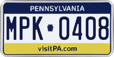 PA license plate MPK0408