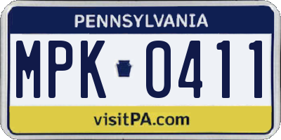 PA license plate MPK0411