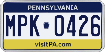 PA license plate MPK0426