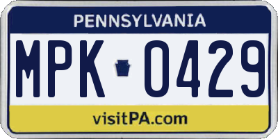 PA license plate MPK0429