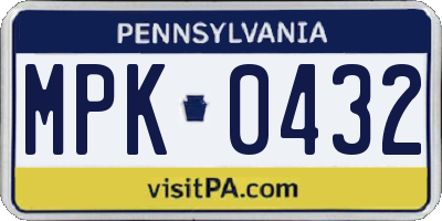 PA license plate MPK0432