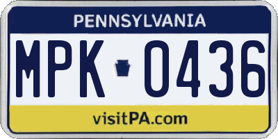 PA license plate MPK0436