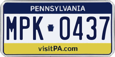 PA license plate MPK0437