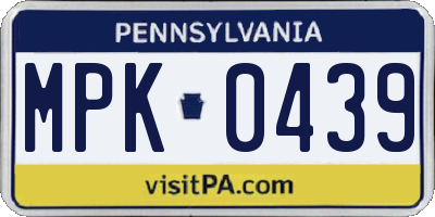 PA license plate MPK0439