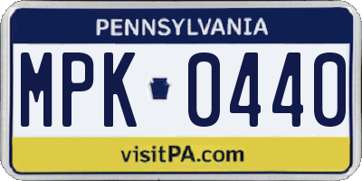 PA license plate MPK0440