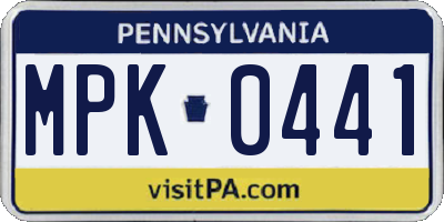 PA license plate MPK0441