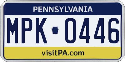 PA license plate MPK0446