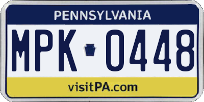PA license plate MPK0448