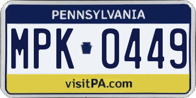 PA license plate MPK0449
