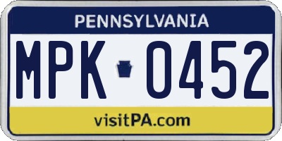 PA license plate MPK0452