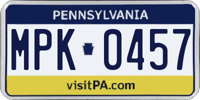 PA license plate MPK0457