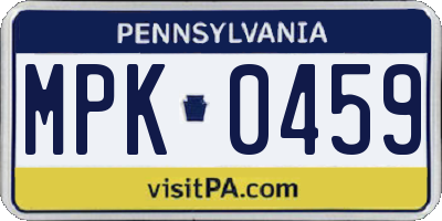 PA license plate MPK0459