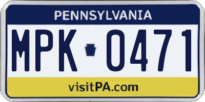 PA license plate MPK0471