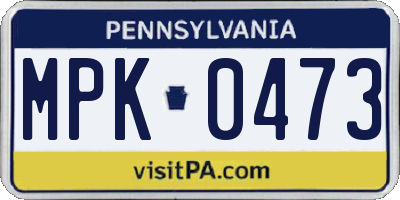 PA license plate MPK0473