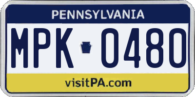 PA license plate MPK0480