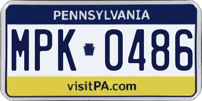 PA license plate MPK0486