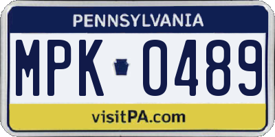 PA license plate MPK0489