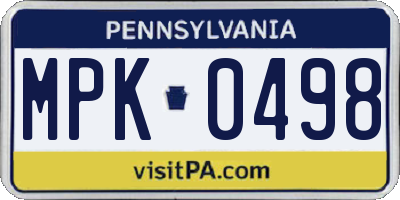 PA license plate MPK0498
