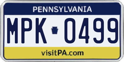 PA license plate MPK0499