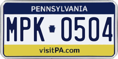 PA license plate MPK0504