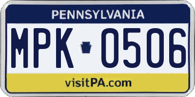 PA license plate MPK0506