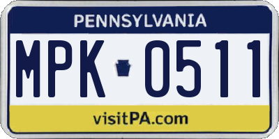PA license plate MPK0511