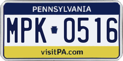 PA license plate MPK0516