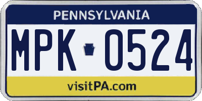 PA license plate MPK0524