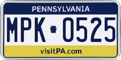 PA license plate MPK0525