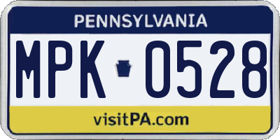 PA license plate MPK0528