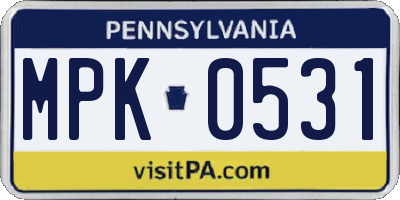 PA license plate MPK0531