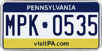 PA license plate MPK0535