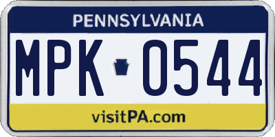 PA license plate MPK0544