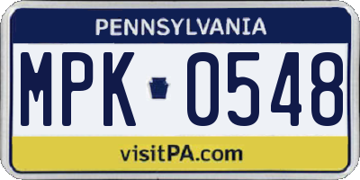 PA license plate MPK0548