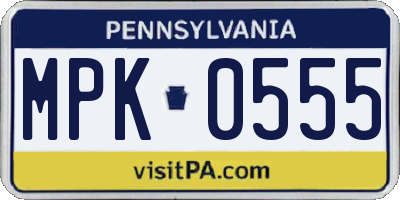 PA license plate MPK0555