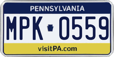 PA license plate MPK0559