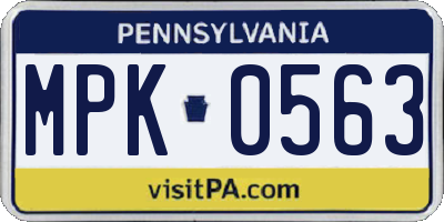 PA license plate MPK0563