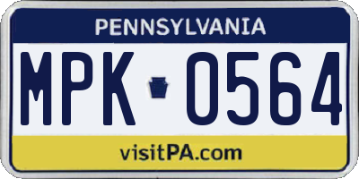 PA license plate MPK0564