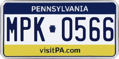 PA license plate MPK0566