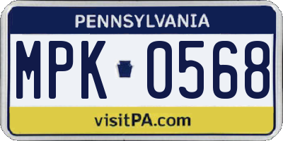 PA license plate MPK0568