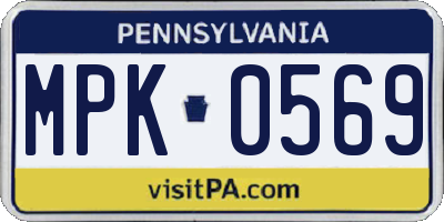 PA license plate MPK0569
