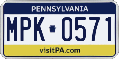 PA license plate MPK0571