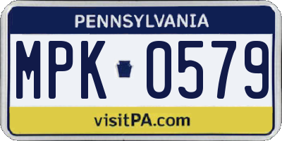 PA license plate MPK0579