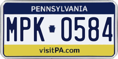 PA license plate MPK0584