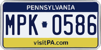 PA license plate MPK0586
