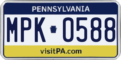 PA license plate MPK0588