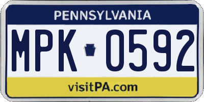 PA license plate MPK0592