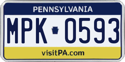 PA license plate MPK0593